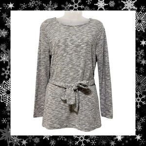 J. Crew Gray Sweater Women’s Size Small Long Sleeve Belted Cotton Top Mercantile